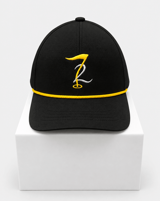 Flagstick72 Black/Gold Rope hat - SeventyTwoClub